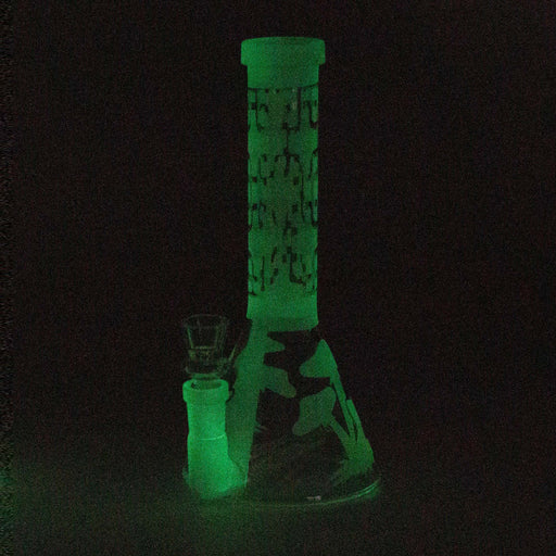 8" GLOW IN DARK BEAKER GLASS BONG Beaker Bong Bongzie Smokes