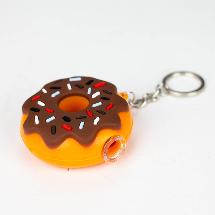 2.5" Donut Keychain pipe [H72] Silicone Pipe YHS Smoke