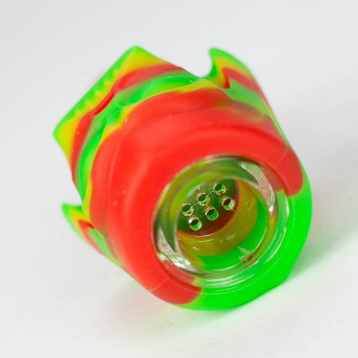 2-in-1 Silicone Knight bowl with multi-hole glass bowl-Color Assorted Bowl · Popper YHS Smoke