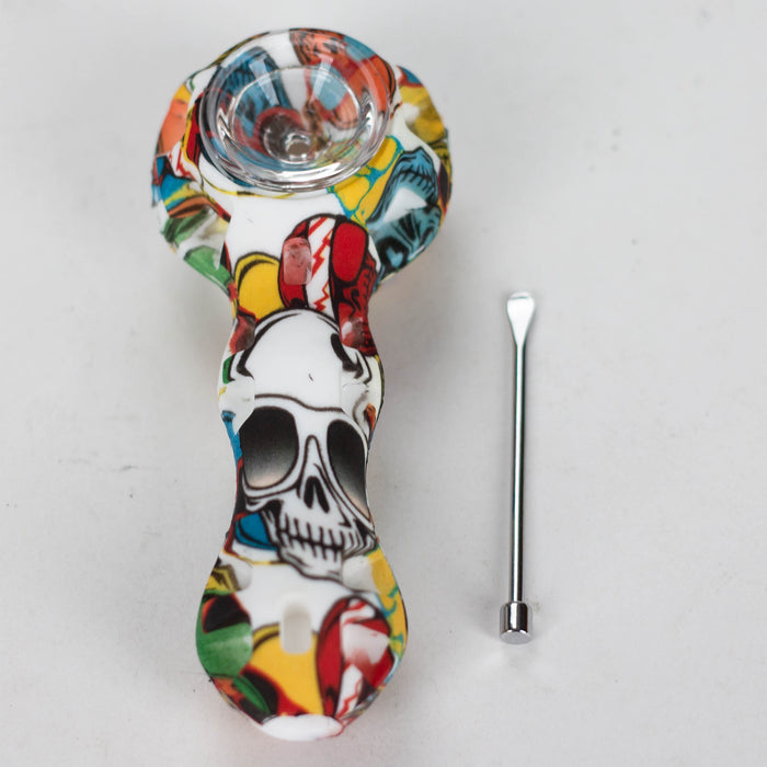 HIT | 4.5" Silicone hand pipe with glass bowl Jar of 20 Silicone Pipe NIBO Distribution