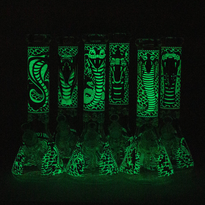 14" Cobra snake Glow 9mm glass bong [PIP868] Glass Bong NIBO Distribution