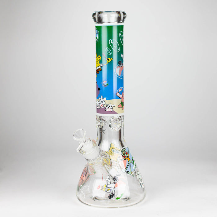 14" Cartoon Glow 9 mm glass bong [PIP834] Glass Bong NIBO Distribution Design F