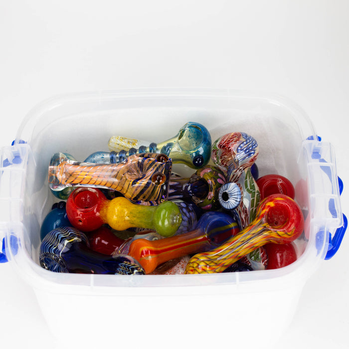 4” Assorted design Soft glass hand pipe Box of 30 Glass Pipe ONE
