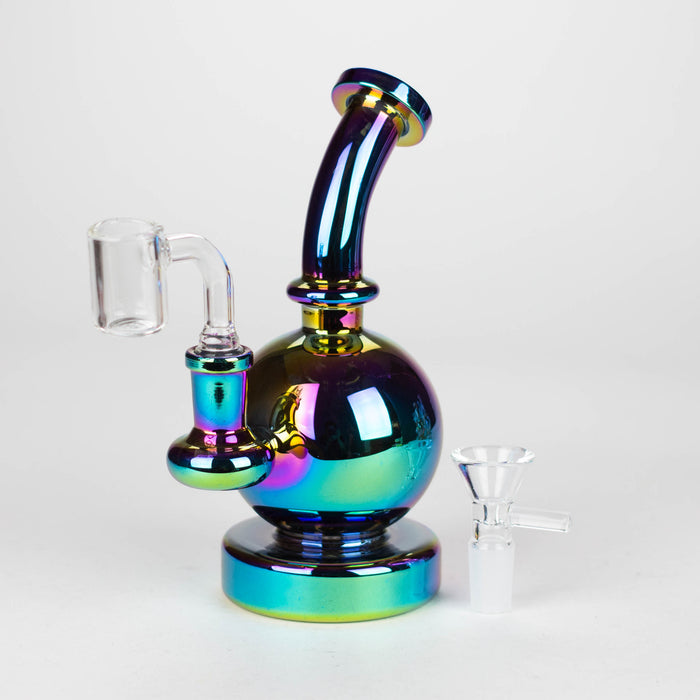 Z7" Solid Color Electroplate Rig with Banger and Bowl Glass Rig 777 Smoke Rainbow (Green)