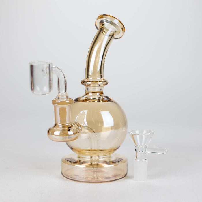 Z7" Solid Color Electroplate Rig with Banger and Bowl Glass Rig 777 Smoke Gold (Orange)