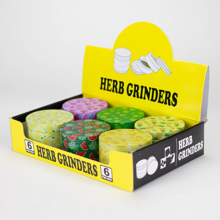 Z2.5" Metal Grinder 4 Layers with Fruit Design Box of 6 [GZ461] Display Pack 777 Smoke