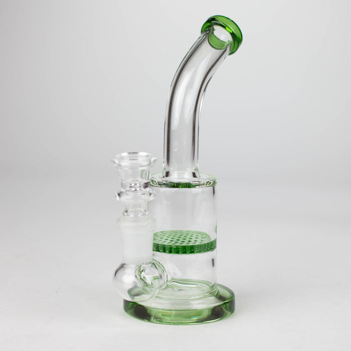 7" Bent neck glass bubbler with Honeycomb diffuser Glass Bong Bongzie Smokes Green
