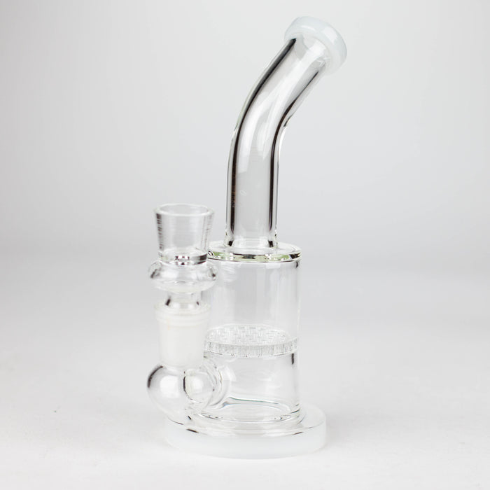 7" Bent neck glass bubbler with Honeycomb diffuser Glass Bong Bongzie Smokes White
