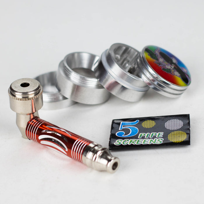 2.5" Metal Pipe with screen and grinder pack Metal Pipe Bongzie Smokes