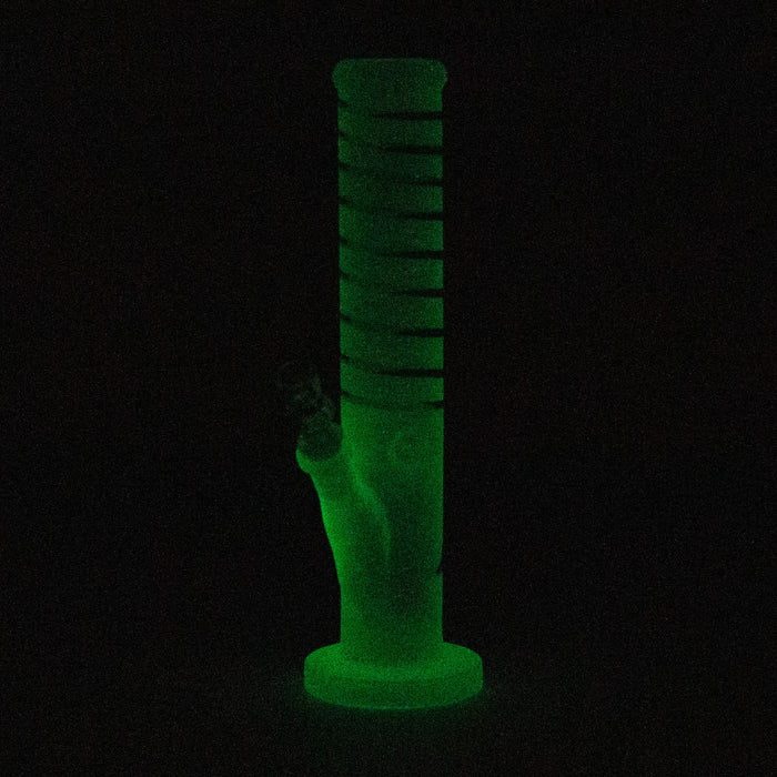 12" GLOW IN DARK STRAIGHT TUBE BONG WITH ICE CATCHER Glass Bong Bongzie Smokes