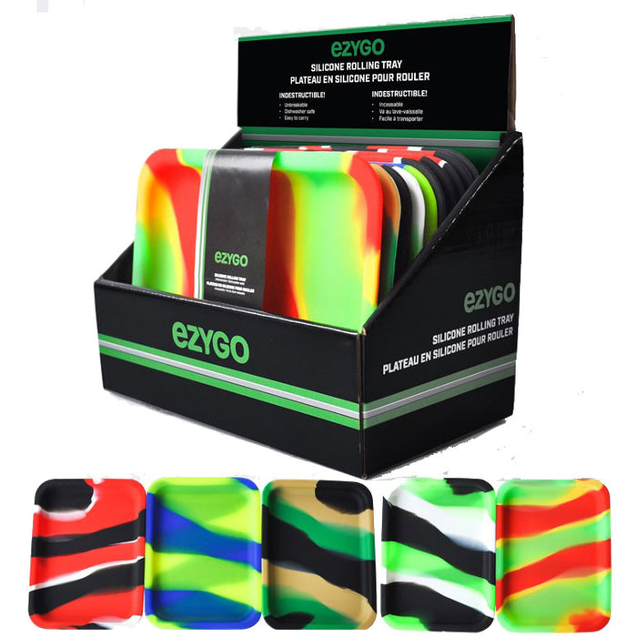Ezygo | Silicone Rolling Tray Display of 10 [EG-TRAY100] Tray Slick Lighters