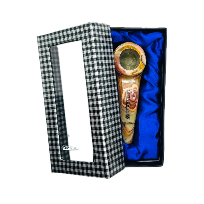StoneAge | 4" Handmade Tobacco Smoking Pipe – Model: Curve, Includes Gift Box Quartz · Stone Pipe NicePrice