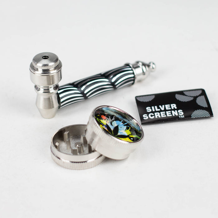 3.3″ Aluminum Tobacco Pipe with Grinder Display of 24 Metal Canadian Distributor