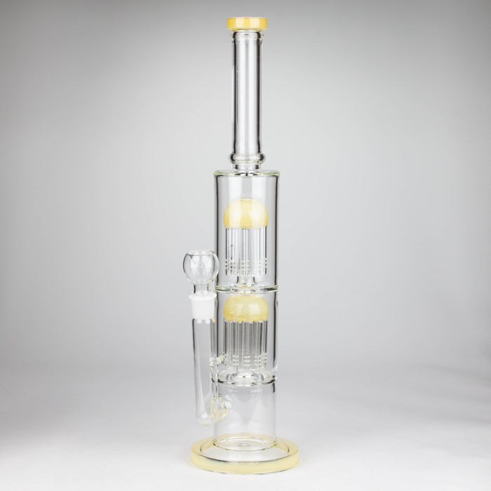 16" Color accented double percolator glass bong Glass Bong Bongzie Smokes YELLOW