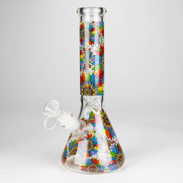 Z10" Glow in the dark Glass Bong With Flower Design Glass Bong 777 Smoke Chrysanthemum