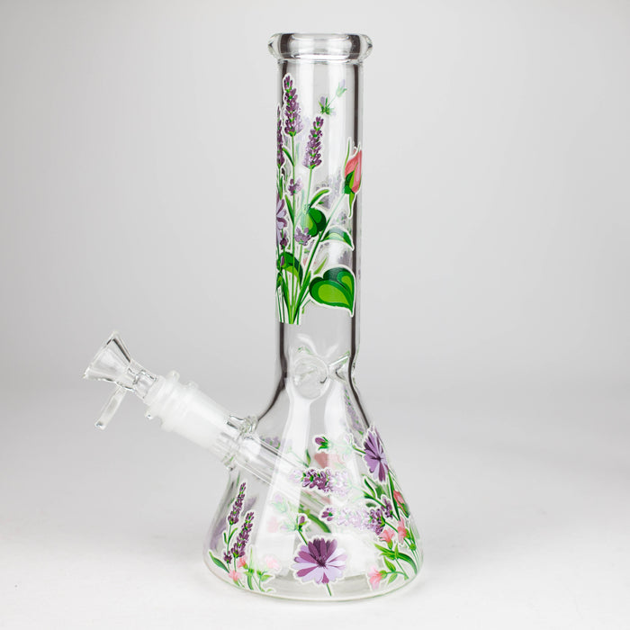 Z10" Glow in the dark Glass Bong With Flower Design Glass Bong 777 Smoke