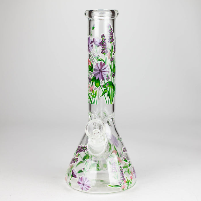 Z10" Glow in the dark Glass Bong With Flower Design Glass Bong 777 Smoke