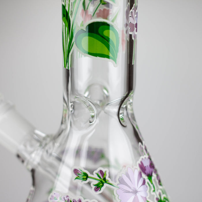 Z10" Glow in the dark Glass Bong With Flower Design Glass Bong 777 Smoke