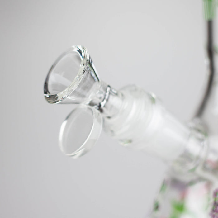 Z10" Glow in the dark Glass Bong With Flower Design Glass Bong 777 Smoke