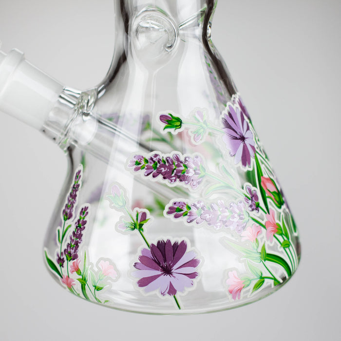 Z10" Glow in the dark Glass Bong With Flower Design Glass Bong 777 Smoke
