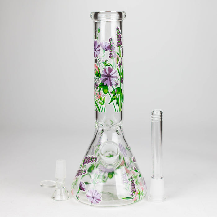 Z10" Glow in the dark Glass Bong With Flower Design Glass Bong 777 Smoke