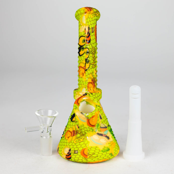 Fortune | 6.5" Angled Hydrographic Silicone Waterpipe-Assorted [SP1018P] Resin · Silicone · Plastic Bong Fortune