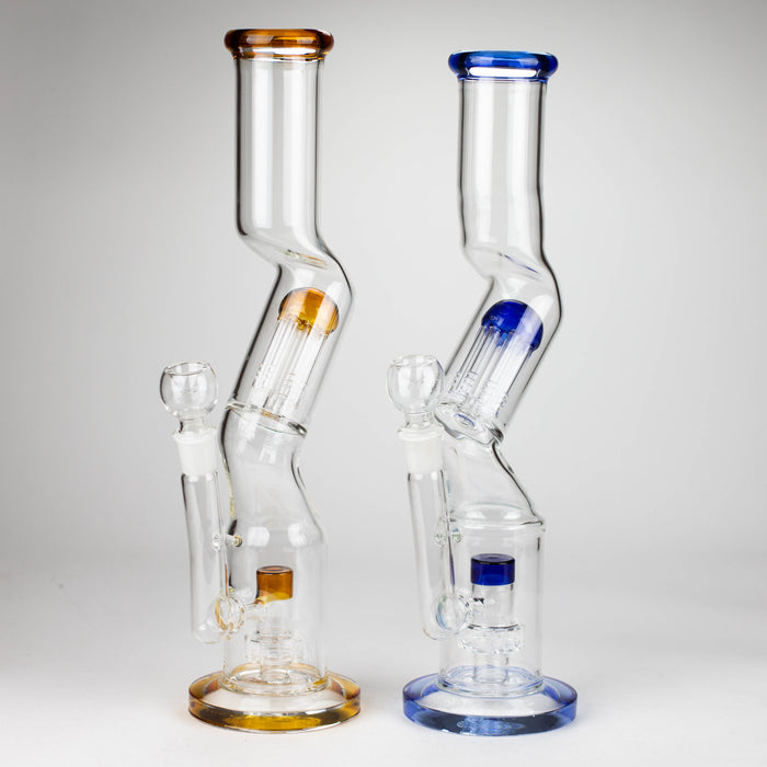 16" Zig-zag glass bong with percolator Glass Bong Bongzie Smokes