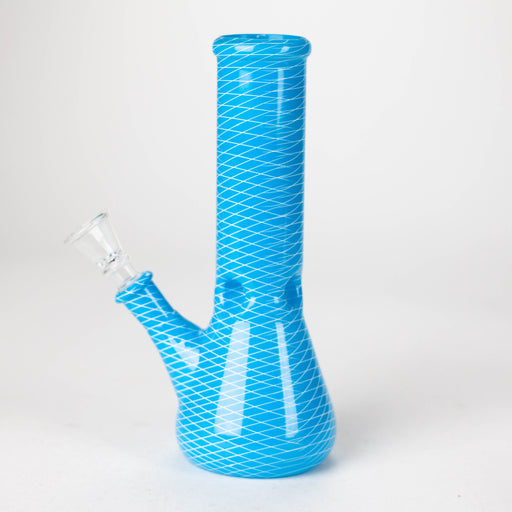 8" web designed assorted color beaker glass bong Beaker Bong Bongzie Smokes