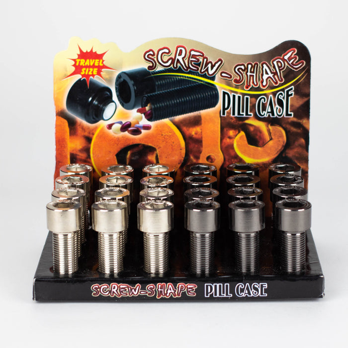 Secret Stash Metal Screw Bolt Style Pill Box Storage - Display of 24 Vial ONE Box
