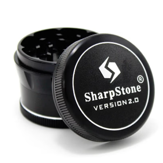 SharpStone® | V2 4 PIECE HARD TOP GRINDER - 2.2" [ GRI903 ] Regular Grinder NIBO Distribution BLACK