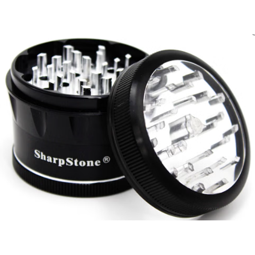 SharpStone® | V2 CLEAR TOP 4 PIECE GRINDER 2.5 [ GRI905 ] Herb Grinder NIBO Distribution BLACK