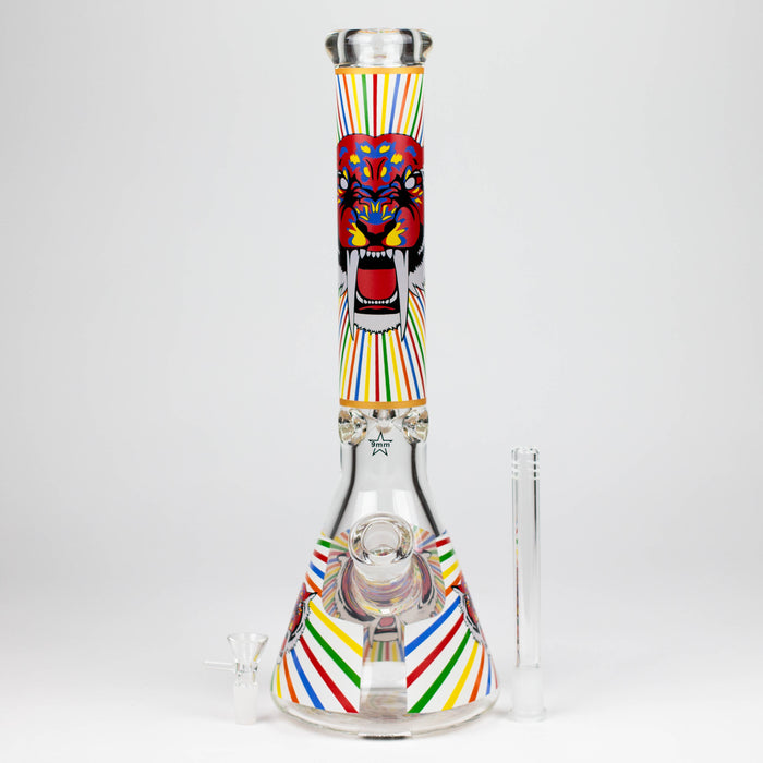 16" Glow in the dark 9mm glass water bong [GBT2301] Glass Bong ONE