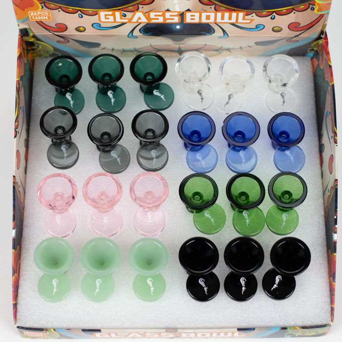 Genie | 14 mm Round handle Glass Bowl Box of 24 [SH065B2-14] Bowl · Popper ONE