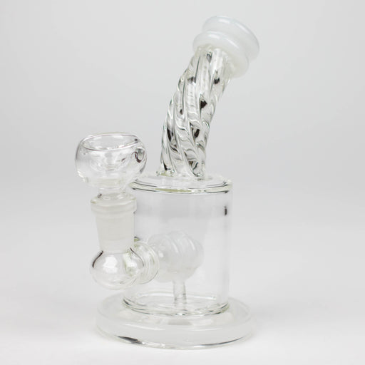 6" Twist glass bent neck glass bong with diffuser Other Shaped Bong Bongzie Smokes White