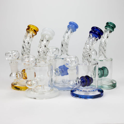 6" Twist glass bent neck glass bong with diffuser Other Shaped Bong Bongzie Smokes