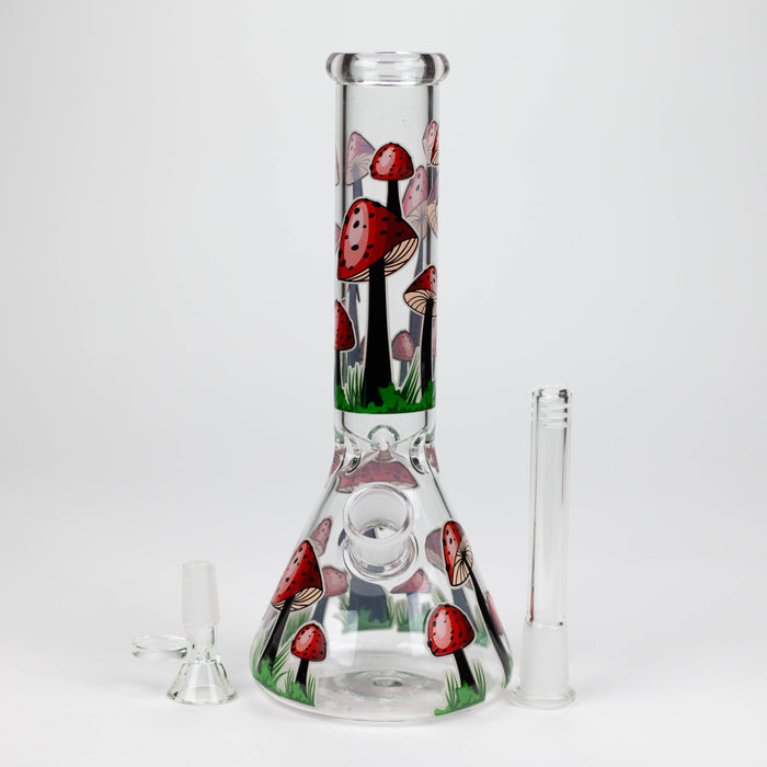 Z10" Glow in the dark Glass Bong With Mushroom Design Glass Bong 777 Smoke