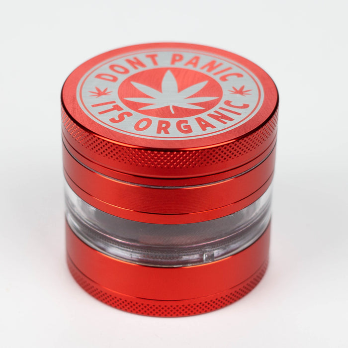 Heavy Duty Large "Don't Panic It's Organic" 4 Parts Weed Grinder Engraved in Canada Design #2 Herb Grinder Laser Ninja Red
