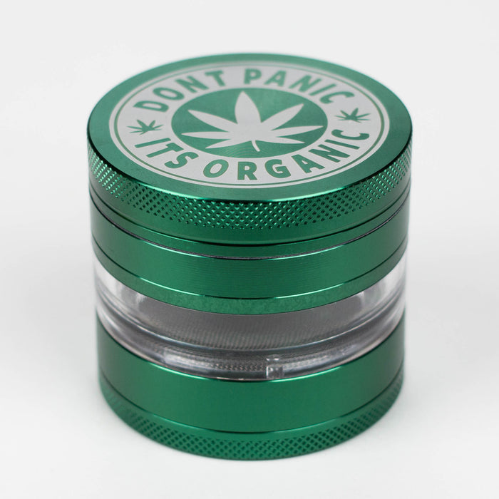 Heavy Duty Large "Don't Panic It's Organic" 4 Parts Weed Grinder Engraved in Canada Design #2 Herb Grinder Laser Ninja Green