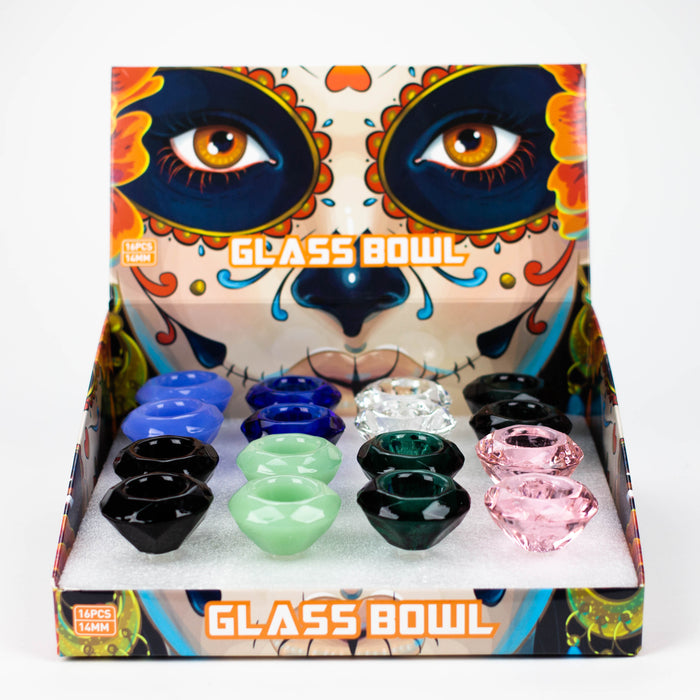 Genie | 14 mm Diamond shape Large Glass Bowl Box of 16 [Bowl3-14] Bowl · Popper BB Canada