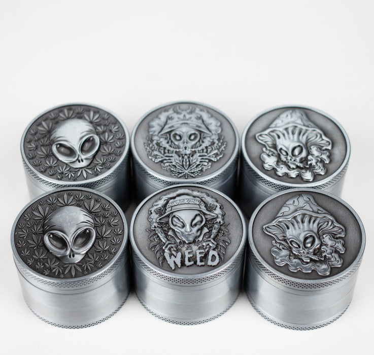 Z2" Metal Grinder 4 Layers with Alien Design Box of 12 Display Pack 777 Smoke