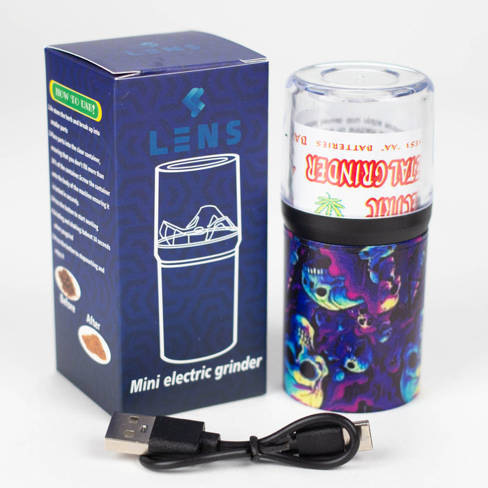 ZLens | Electric Metal Grinder with Sugar Skull Design Assorted Box of 12 Display Pack 777 Smoke