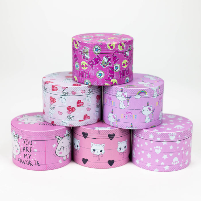 Z2.5" Metal Grinder 4 Layers with Kitty Design Box of 6 Display Pack 777 Smoke