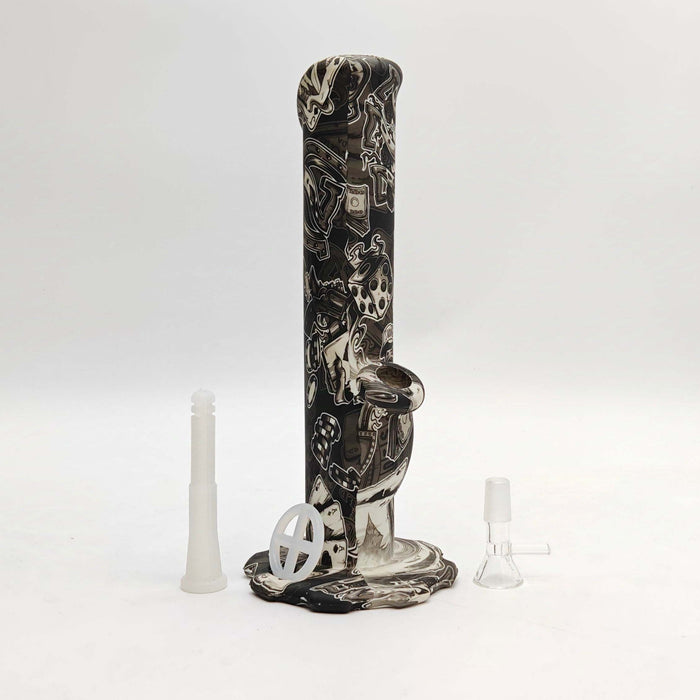 Fortune | 10" Hydrographic Silicone Waterpipe-Assorted [SP1010P] Resin · Silicone · Plastic Bong Fortune