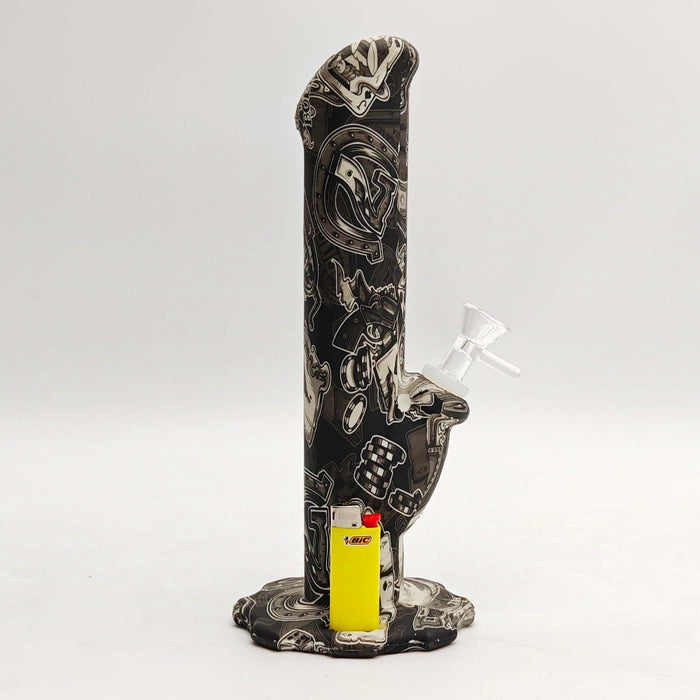 Fortune | 10" Hydrographic Silicone Waterpipe-Assorted [SP1010P] Resin · Silicone · Plastic Bong Fortune