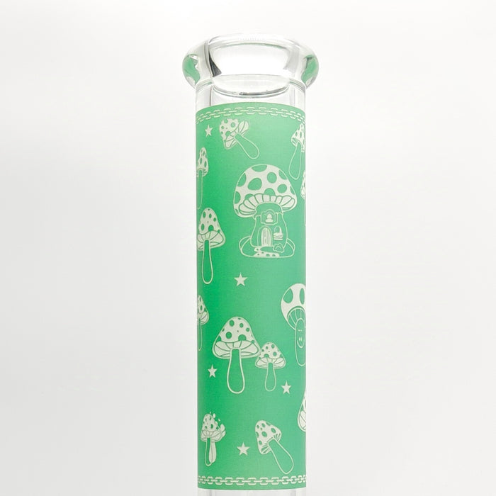 14" 7mm Mushroom Glow in the dark Bong Glass Bong Super Supplys Inc
