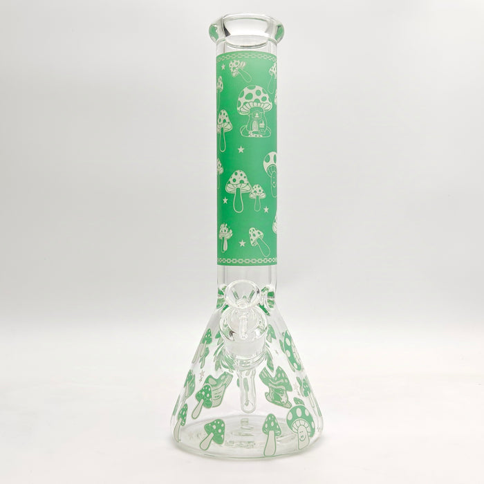 14" 7mm Mushroom Glow in the dark Bong Glass Bong Super Supplys Inc