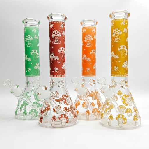 14" 7mm Mushroom Glow in the dark Bong Beaker Bong Super Supplys Inc