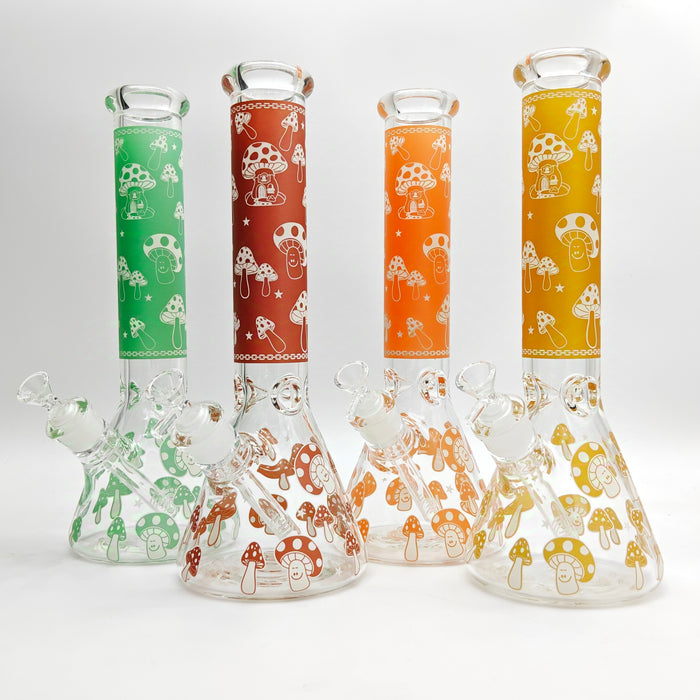 14" 7mm Mushroom Glow in the dark Bong Glass Bong Super Supplys Inc