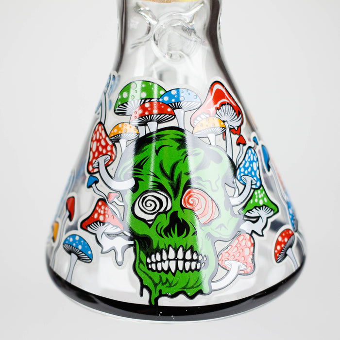Z10" Glow in the dark Glass Bong With Mushroom Skull Design Glass Bong 777 Smoke