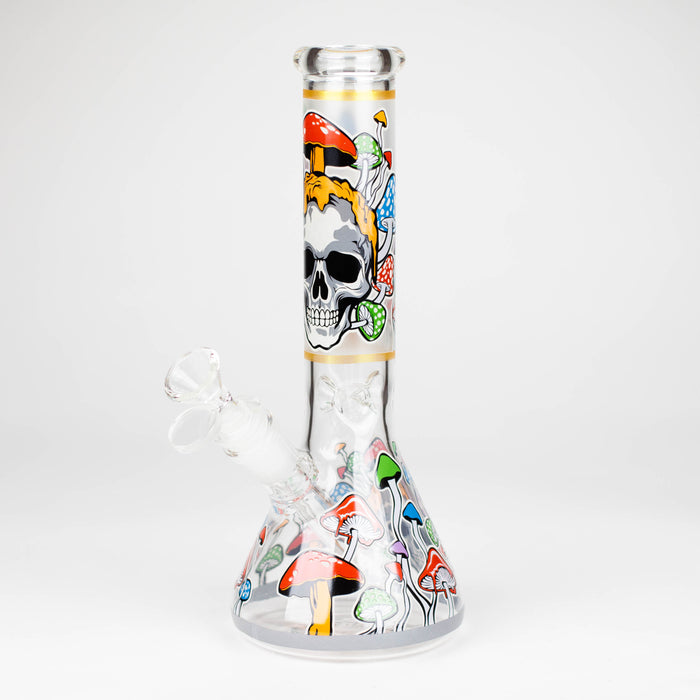 Z10" Glow in the dark Glass Bong With Mushroom Skull Design Glass Bong 777 Smoke